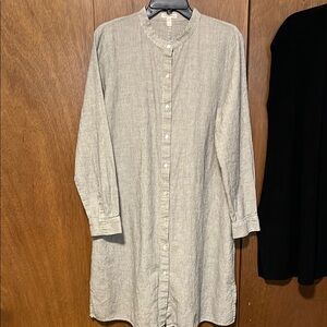 Eileen Fisher Beige Button-Up Dress